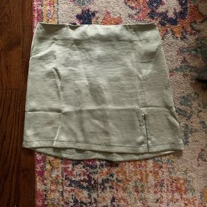 Silk mini skirt with slit